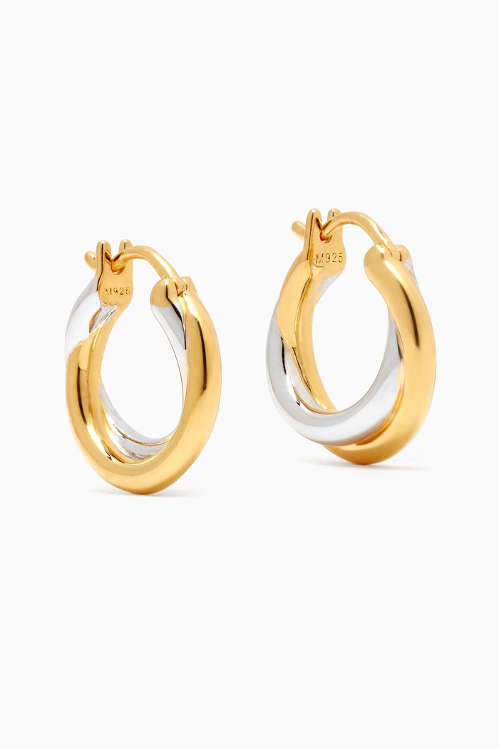 

x Lucy Williams Chunky Entwine Mini Hoops in 18kt Recycled Gold Plated Vermeil, Multicolour