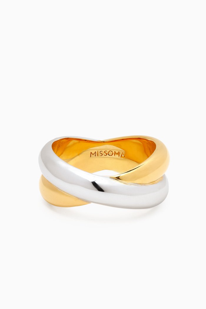 

X Lucy Williams Chunky Entwine Ring in 18kt Recycled Gold Plated in Brass, Multicolour