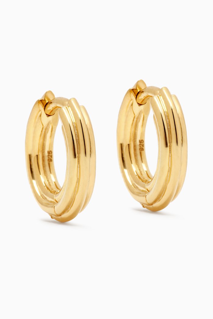 Mini Ridge Hoop Earrings in 18kt Recycled Gold Plated Vermeil