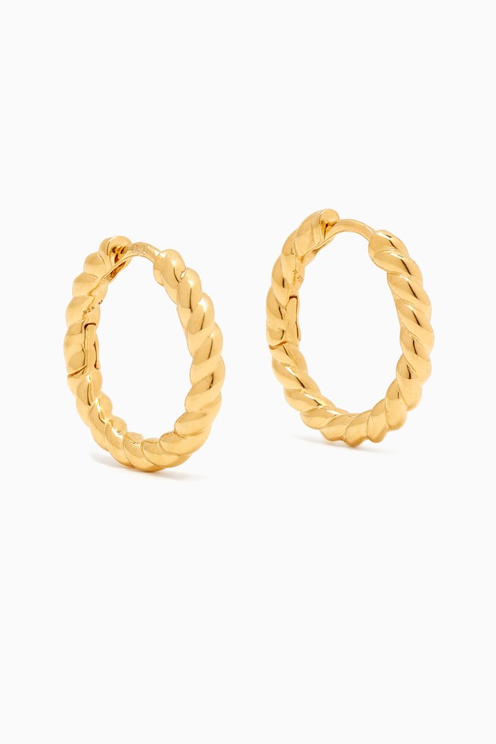 

Small Twisted Helical Hoop Earrings in 18kt Recycled Gold Plated Vermeil