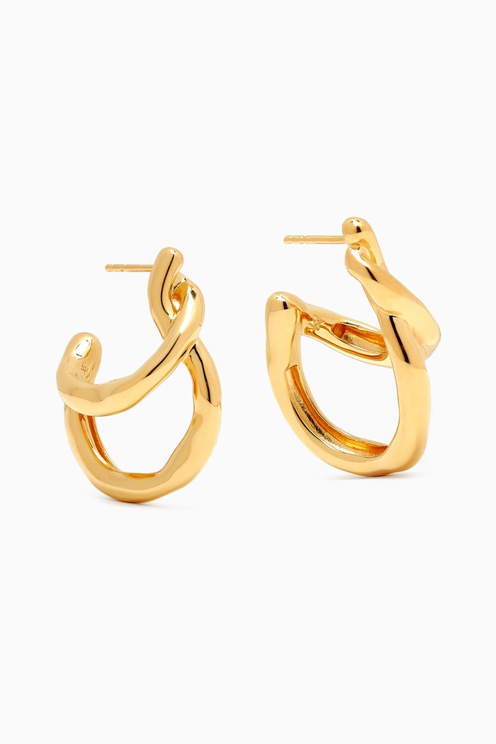 

Molten Twisted Double Hoop Earrings in 18kt Recycled Gold Plated Brass