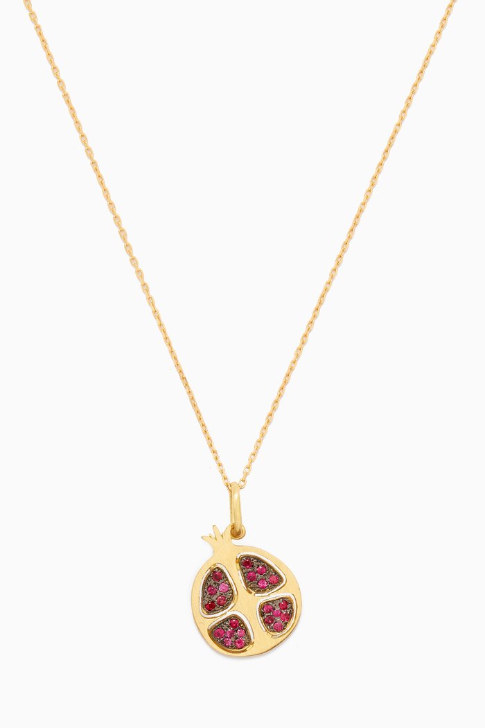 

Flat Pomegranate Ruby Necklace in 18kt Gold, Yellow