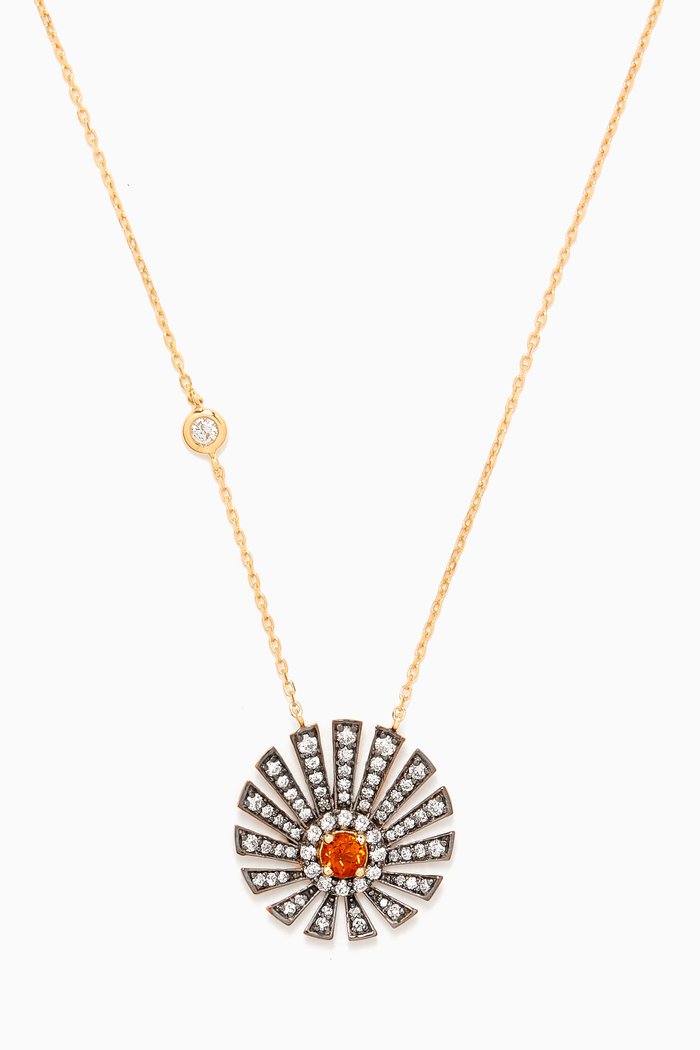

Peacock Sapphire & Diamond Necklace in 18kt Gold, Yellow
