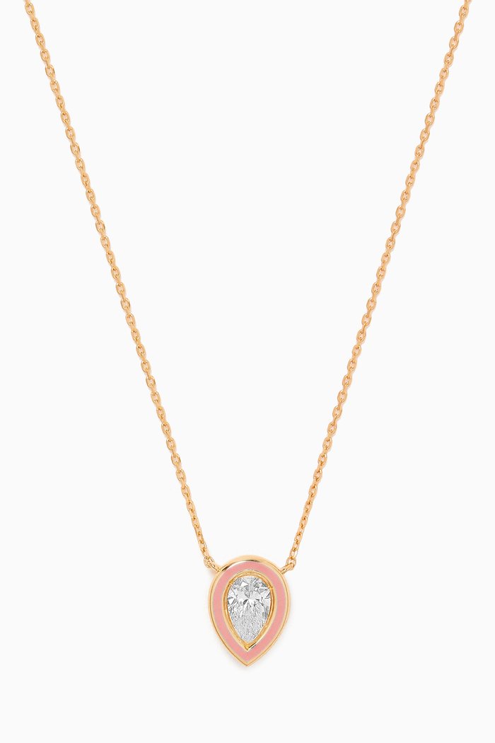 

Pear Enamel & Diamond Necklace in 18kt Gold, Pink