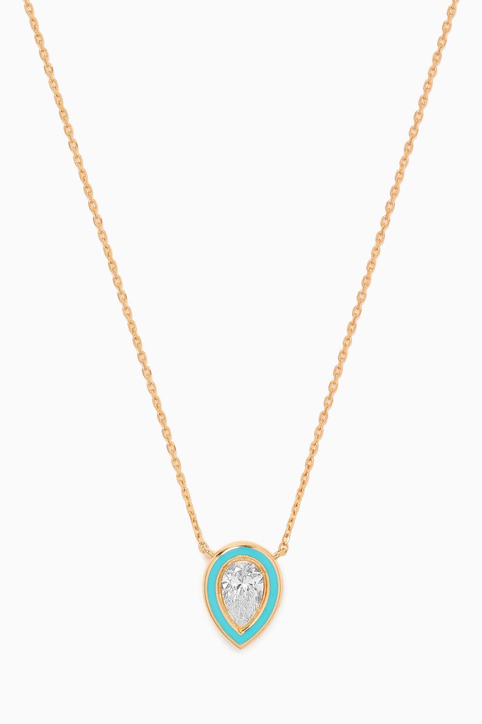 

Pear Enamel & Diamond Necklace in 18kt Gold, Blue