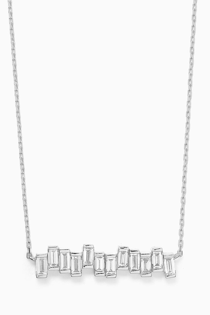 

Baguette Diamond Ladder Pendant Necklace in 18kt White Gold