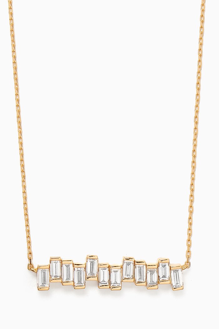 

Baguette Diamond Ladder Pendant Necklace in 18kt Yellow Gold, White