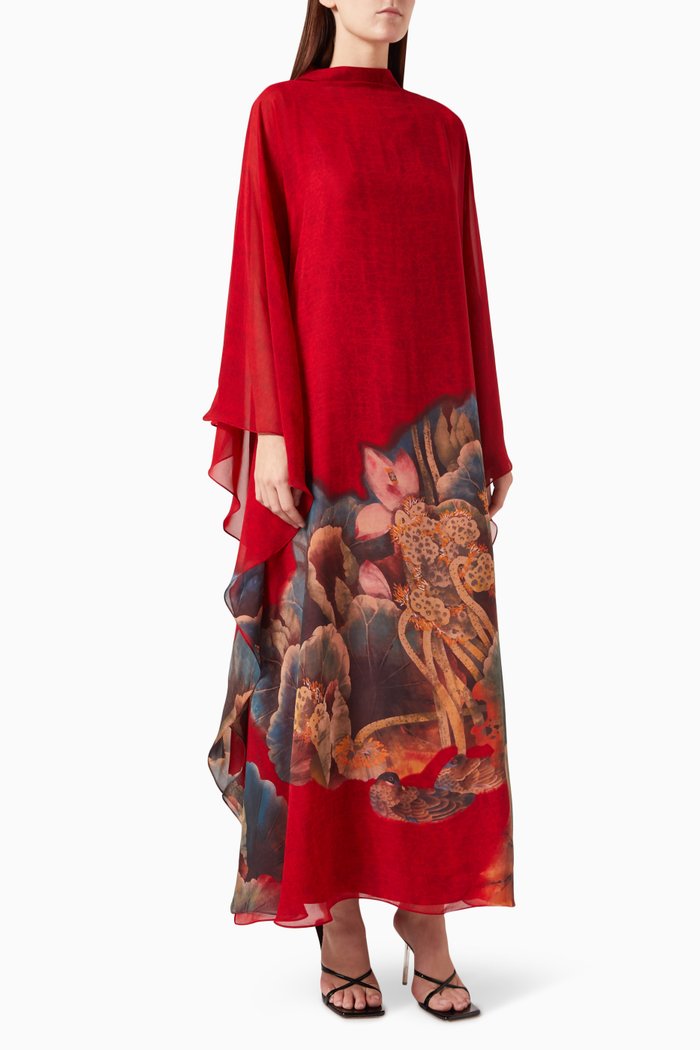 

Turtle-neck Printed Kaftan, Multicolour