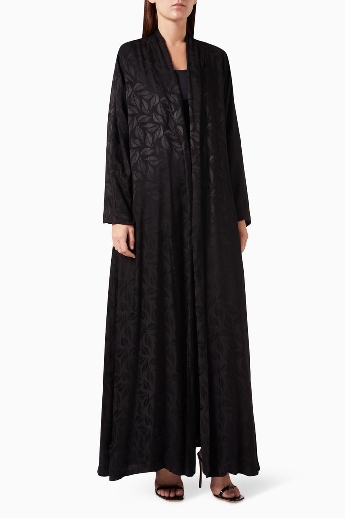 

Zainah Leaf-embossed Abaya, Black