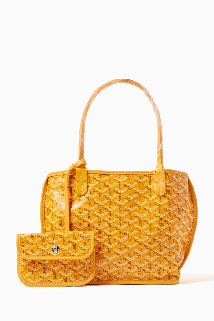 

Unused Mini Anjou Reversible Tote Bag in Goyardine Canvas & Leather, Yellow