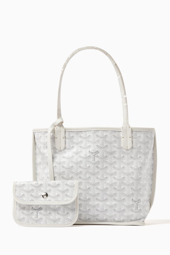 

Unused Mini Anjou Tote Bag in Goyardine Canvas, White