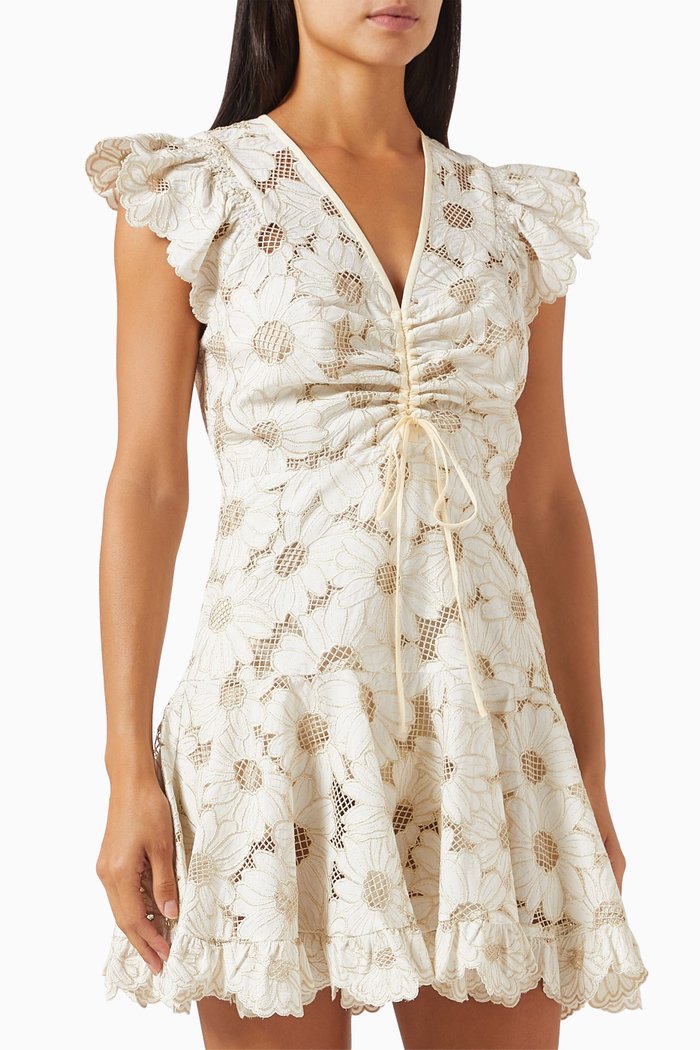 

Daisy Mini Dress in Lace Guipure, Multicolour