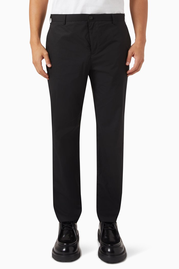 Carrot-fit Pants in Cotton, Black