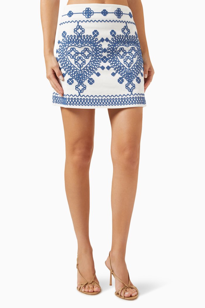 

Embroidered Mini Skirt in Cotton-canvas, Multicolour