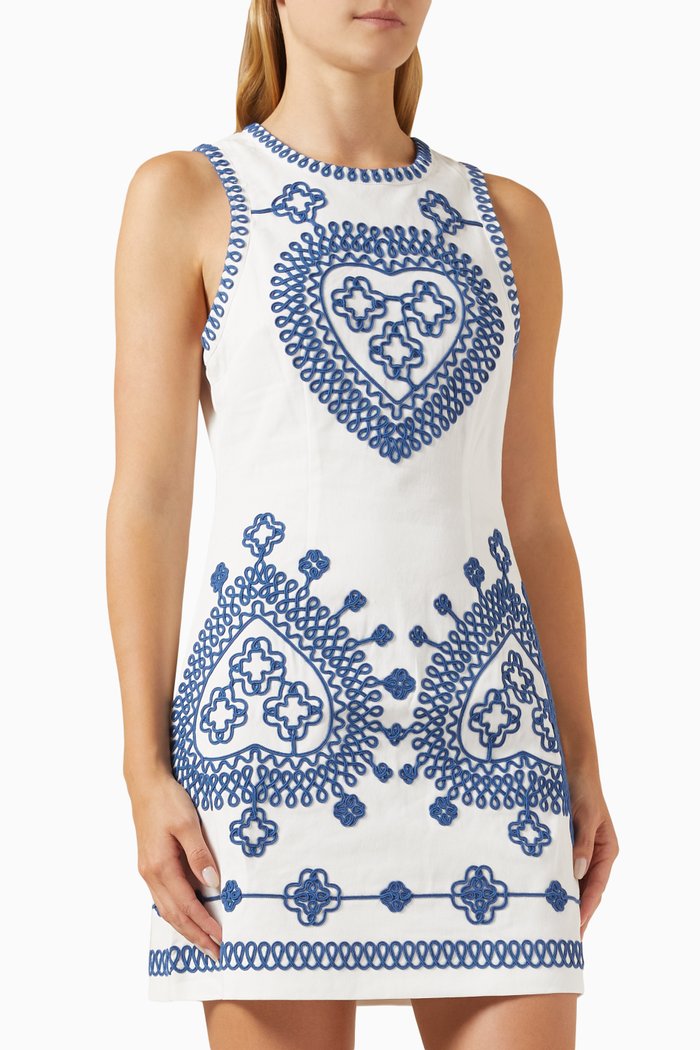 

Embroidered Mini Dress in Cotton-canvas, Multicolour