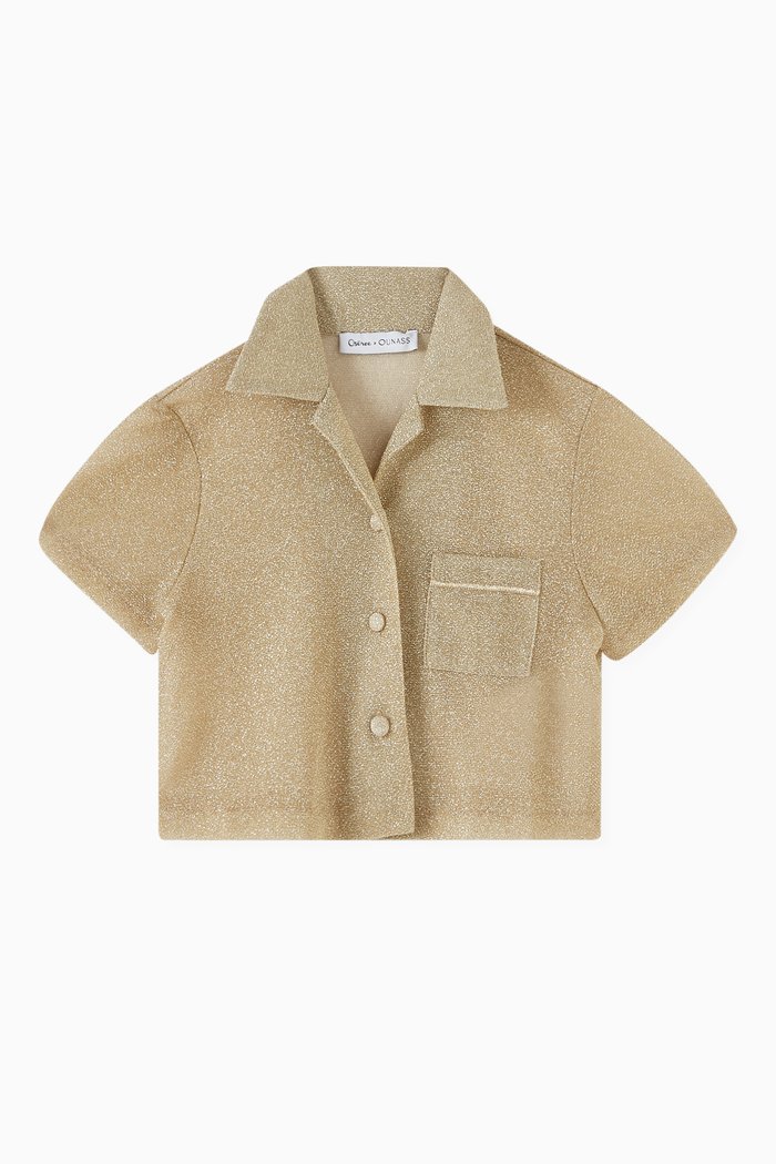 

Osemini Lumiere Bowling Shirt in Glitter Polyamide-blend, Gold