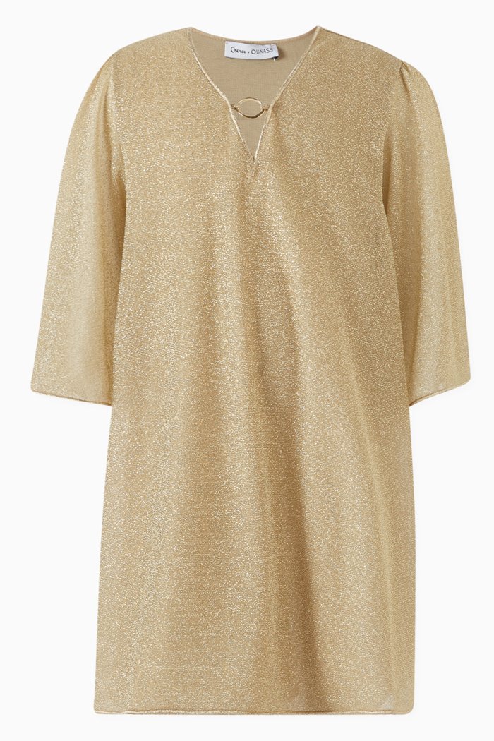 Osemini Lumiere Kaftan in Glitter Nylon, Gold