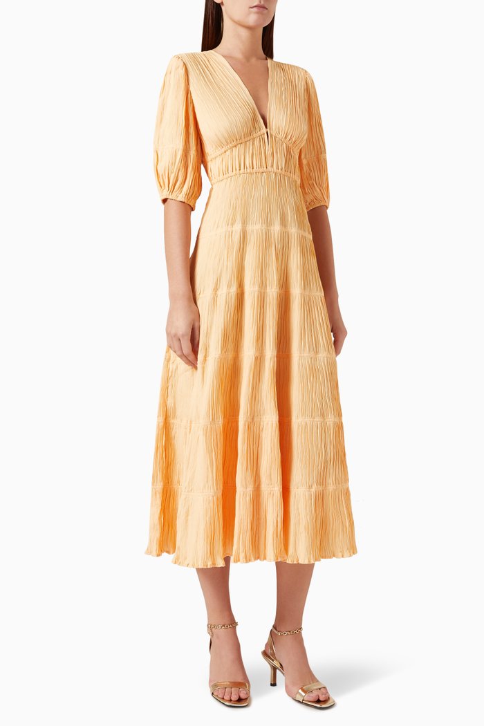 

Robbylou Pleated Midi Dress, Orange
