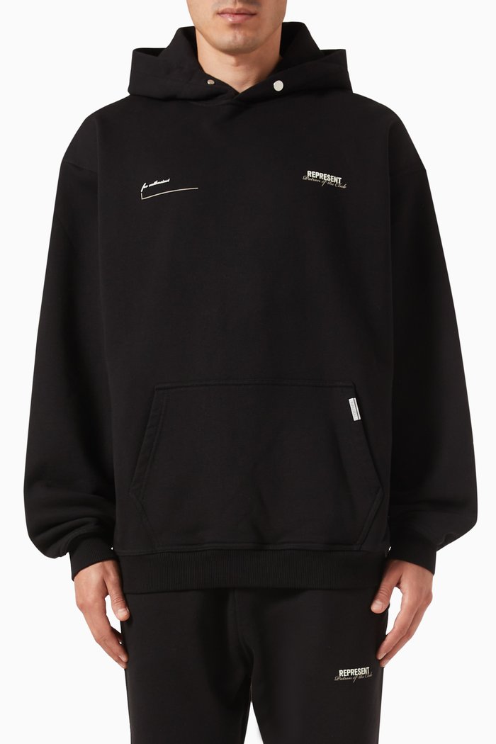 

Patron of the Club Oversized Hoodie in Cotton, Black