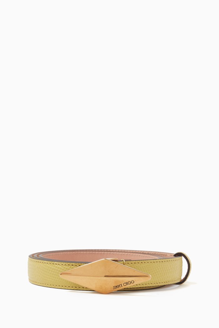 

Diamond Clasp Belt in Textured Leather, Yellow