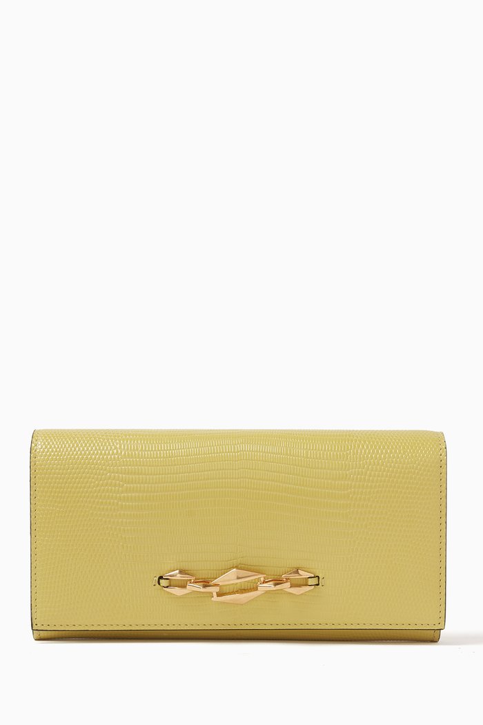

Martina Fold-over Wallet in Textured Leather, Yellow