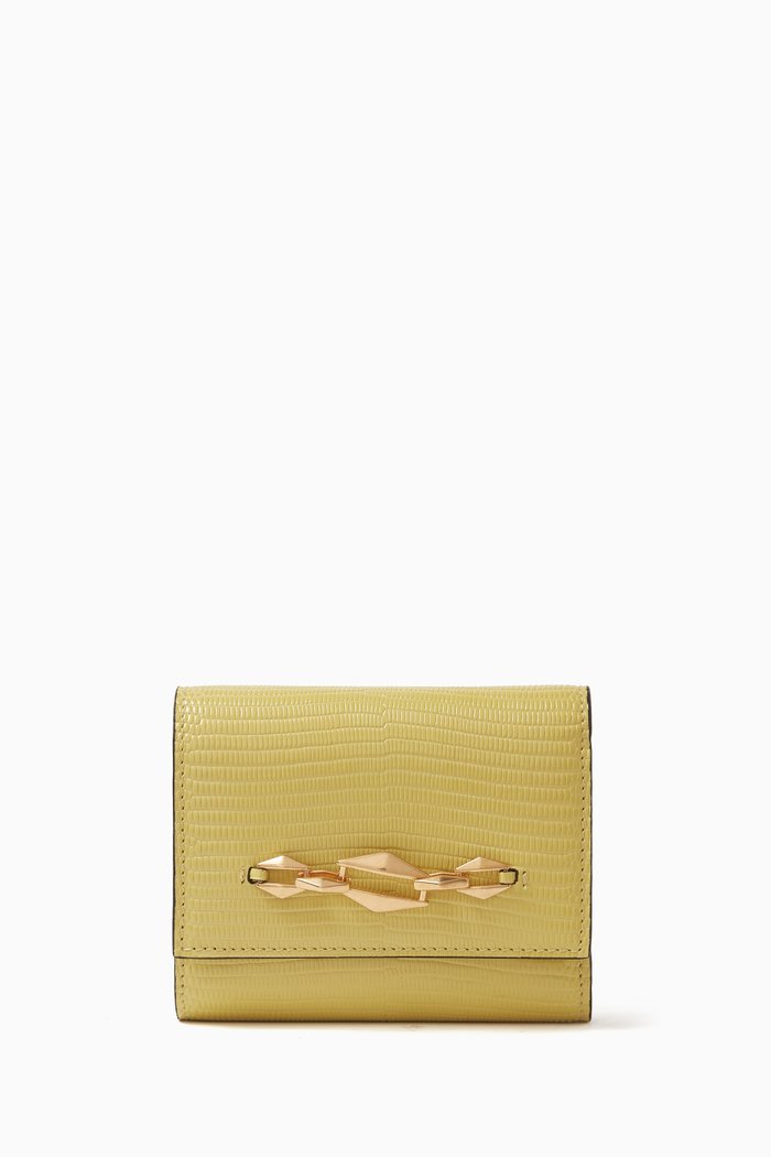 

Marinda Tri-fold Wallet in Textured Leather, Yellow