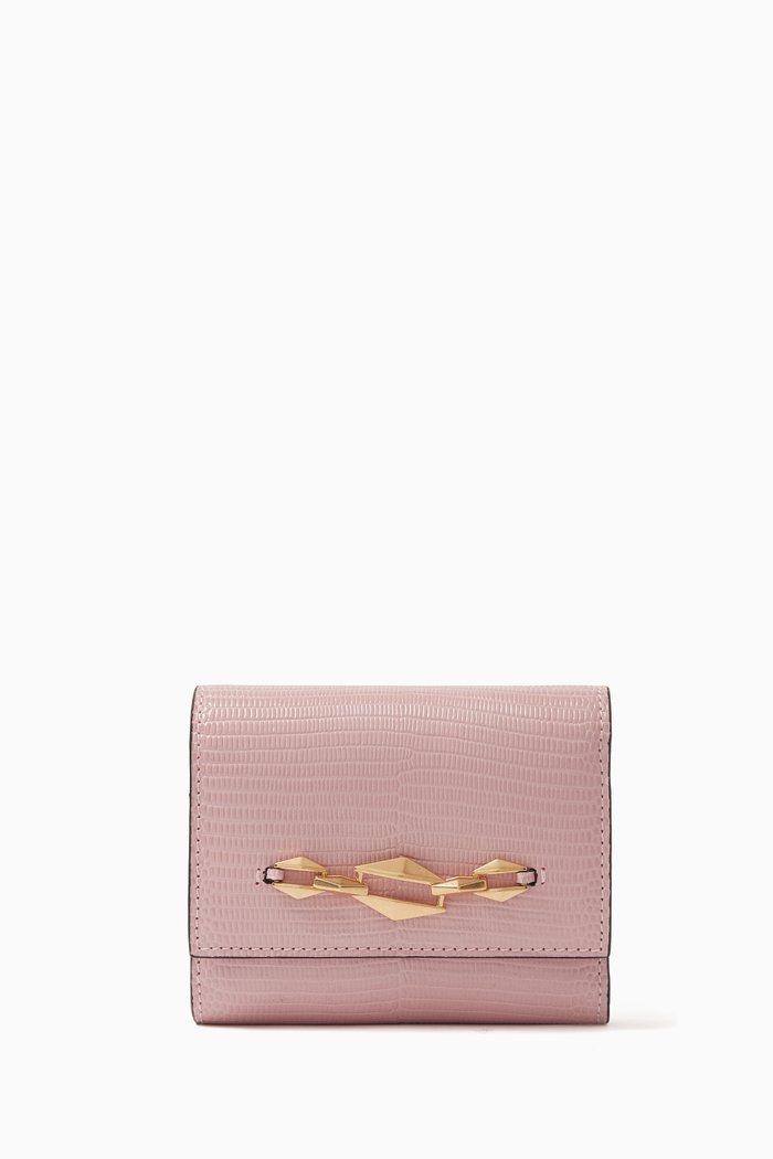 

Marinda Tri-fold Wallet in Textured Leather, Pink