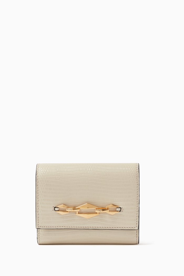 

Marinda Tri-fold Wallet in Textured Leather, White