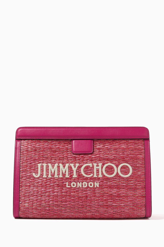 

Avenue Pouch in Raffia, Pink