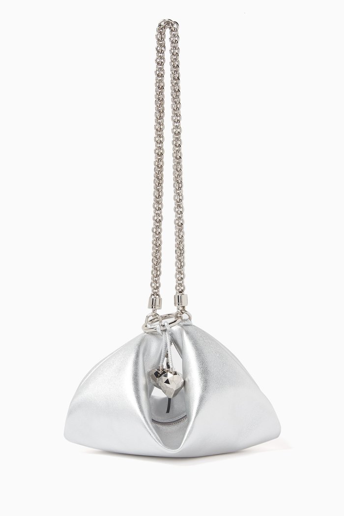 

Mini Callie Clutch Bag in Leather, Silver