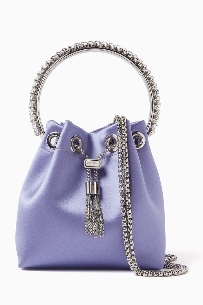 

Bon Bon Crystal-handle Handbag in Satin, Purple