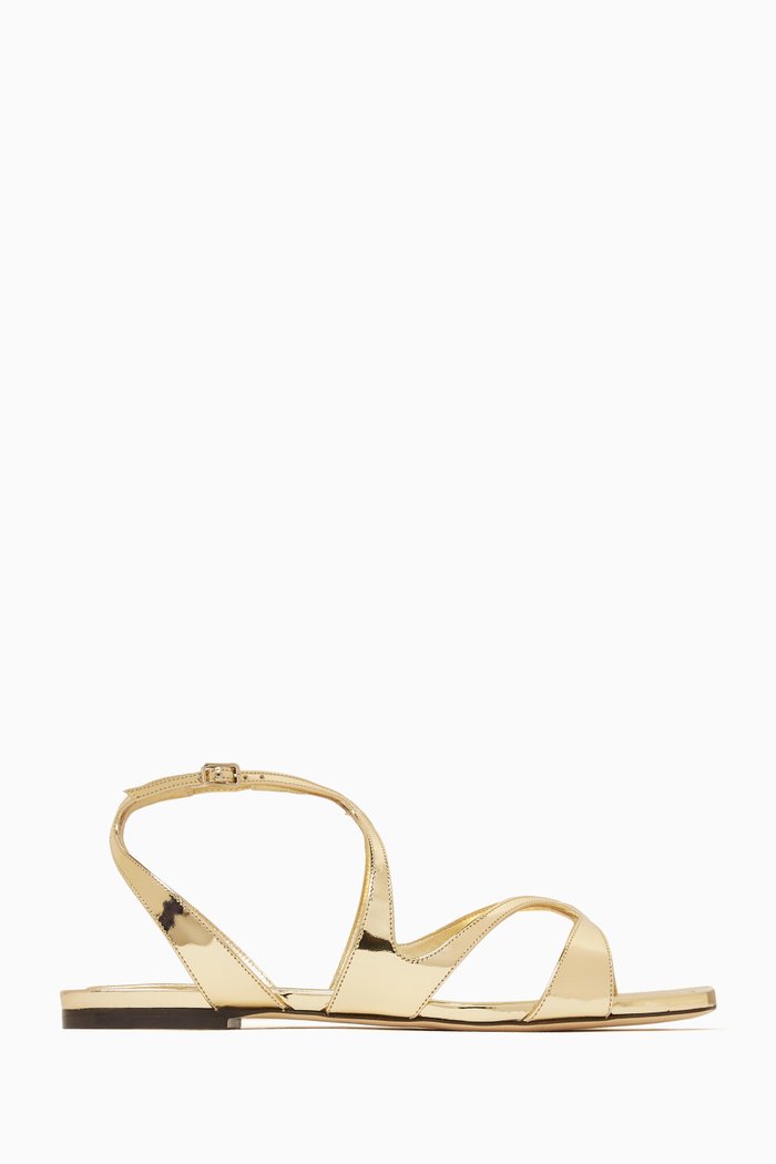 

Ayla Flat Sandals in Leather, Gold