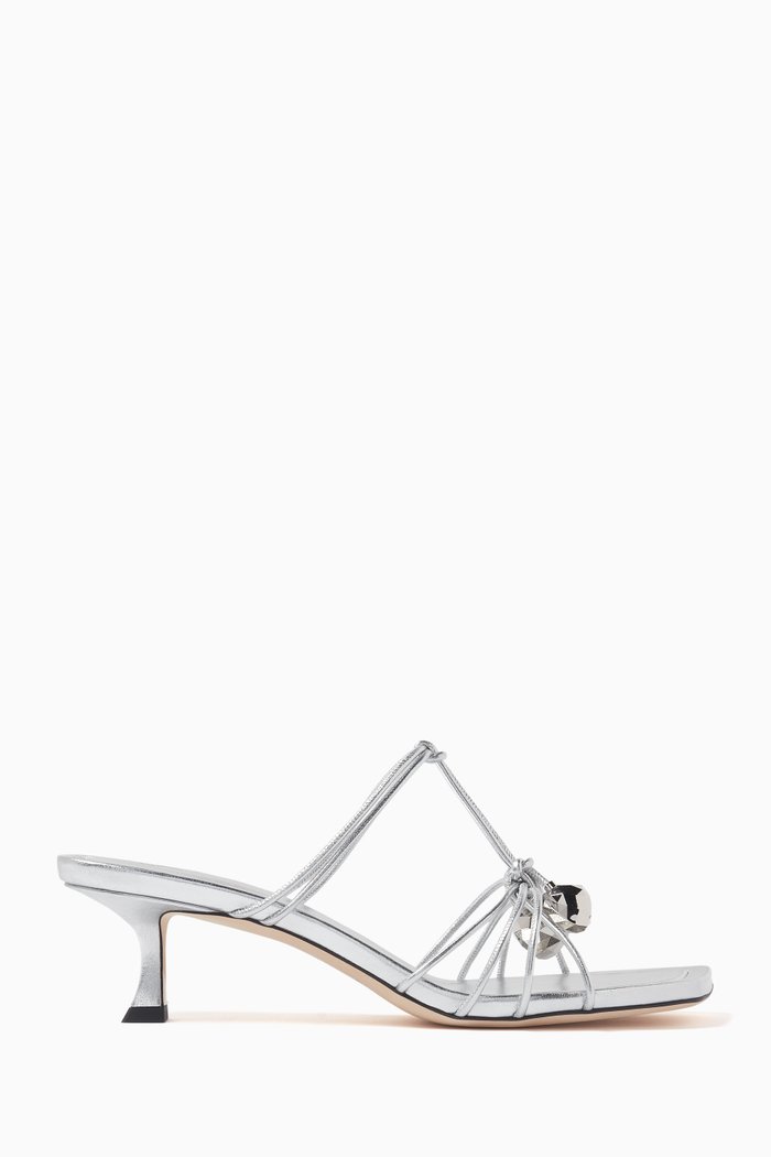 

Jemma 50 Mules in Leather, Silver