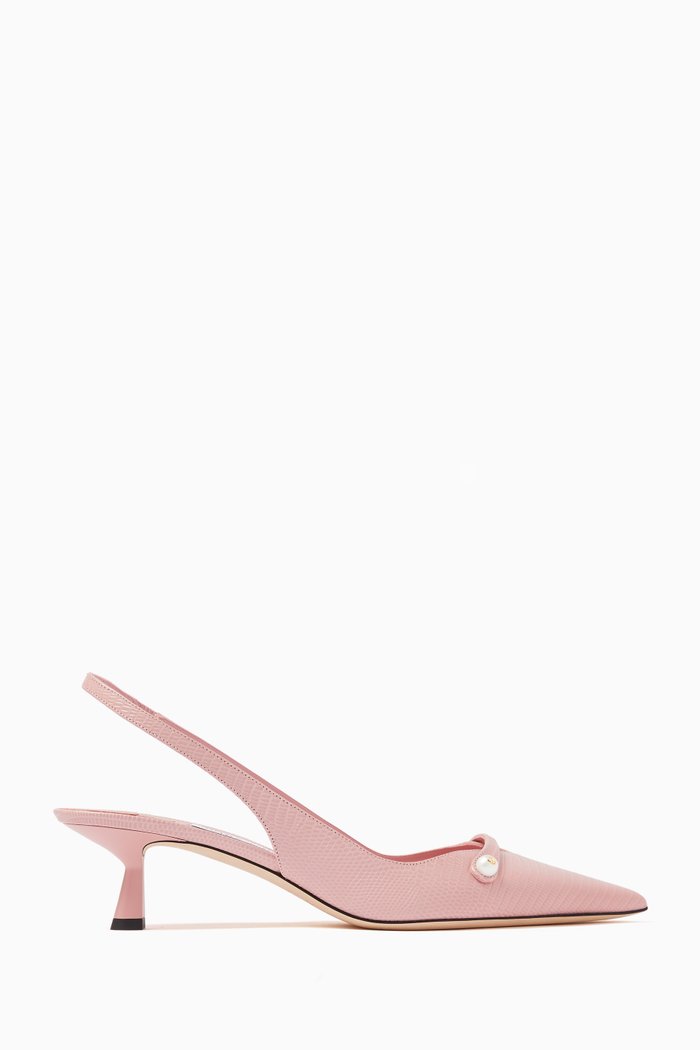 

Amita 45 Slingback Pumps in Textured Leather, Pink