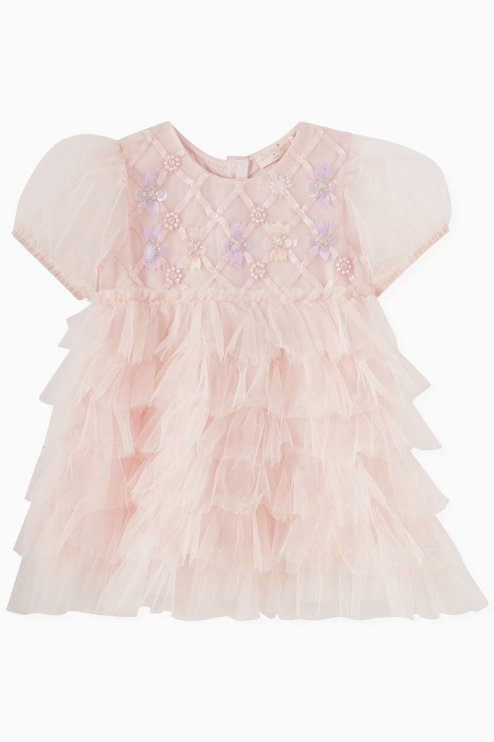 

Bebe Floral Lattice Dress in Tulle, Pink