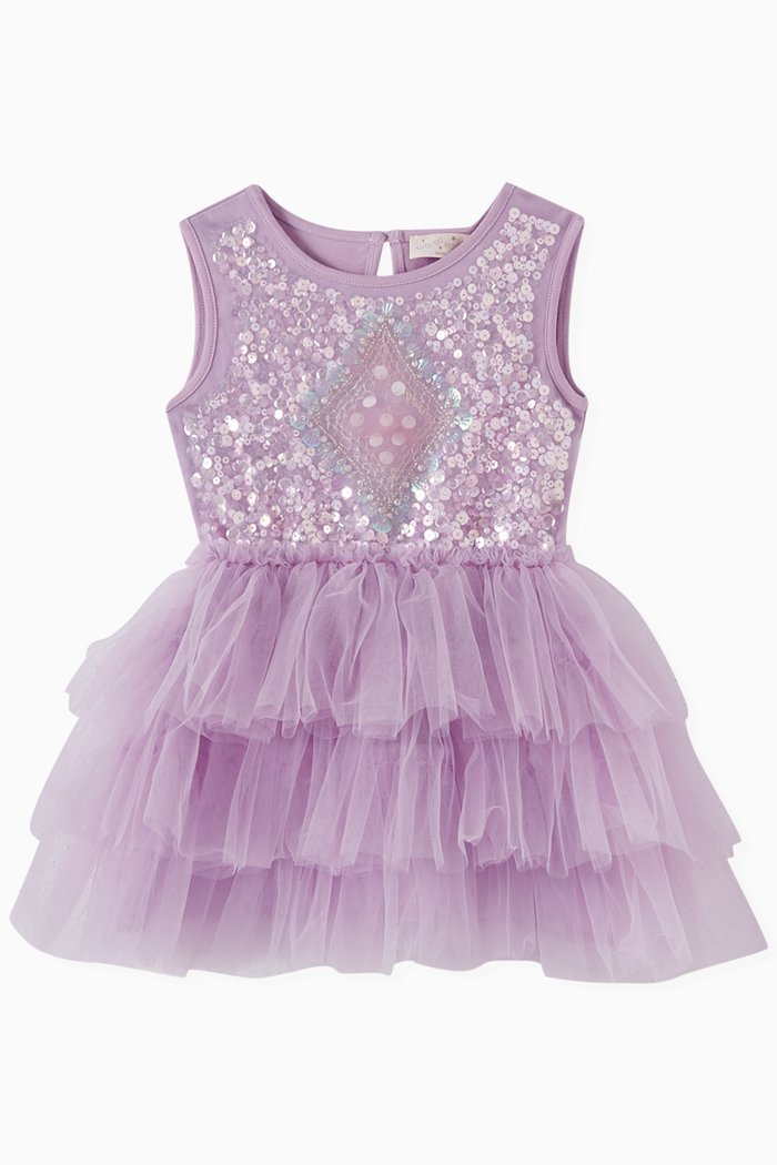 

Bebe Mirror Ball Tutu Dress in Tulle, Purple
