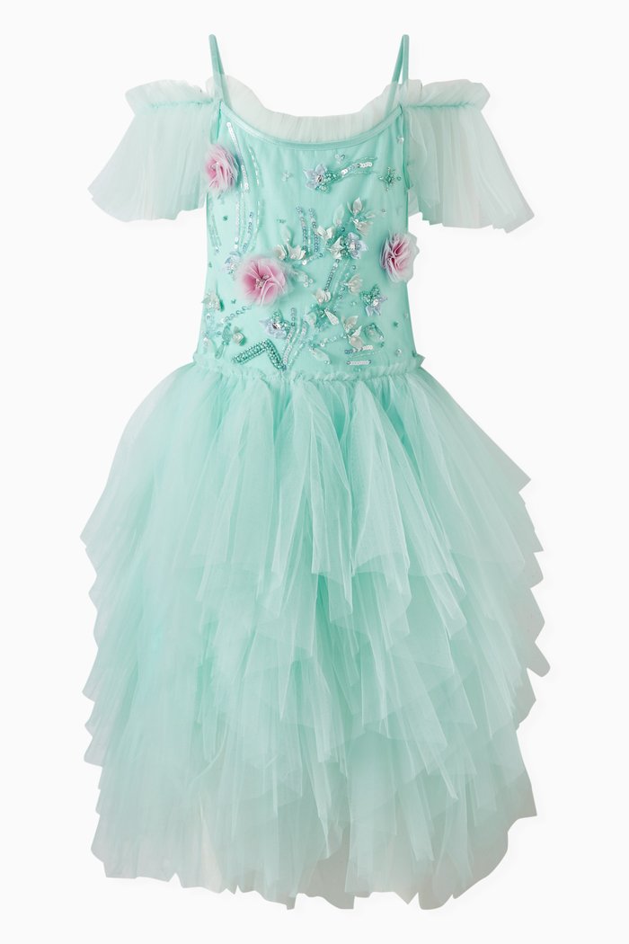 

Floating Florals Tutu Dress in Tulle, Blue
