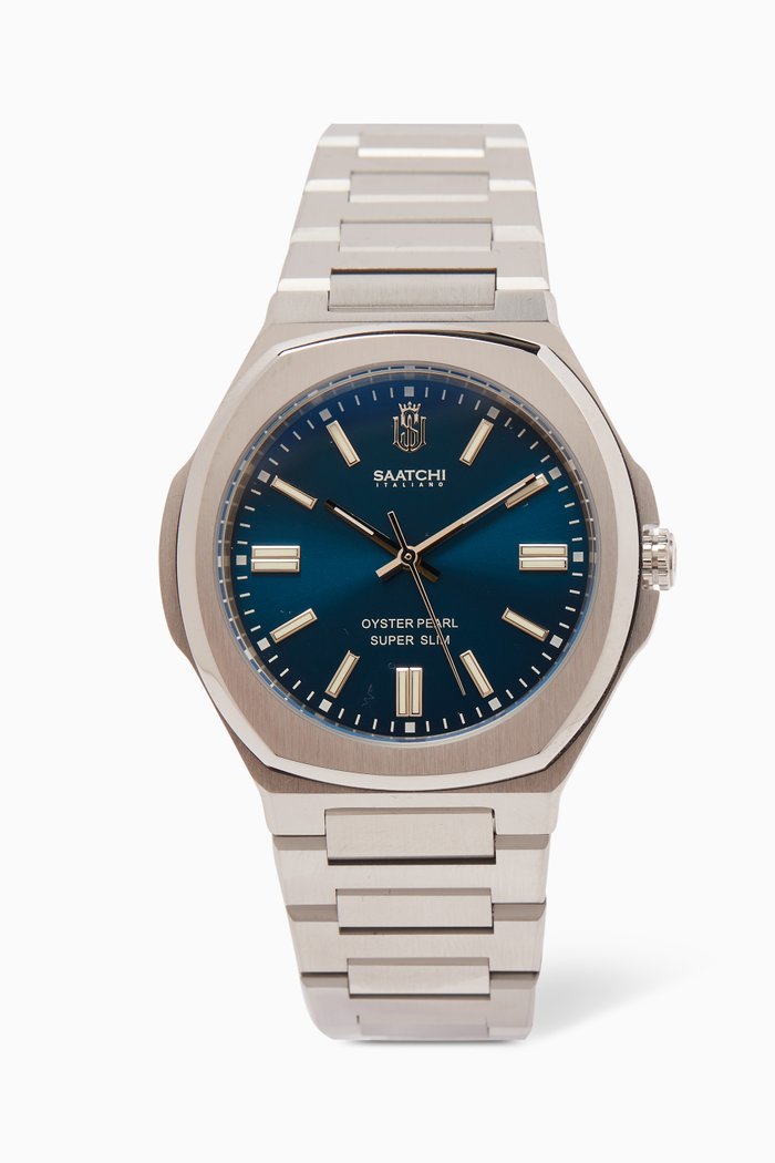 Oyster Pearl Quartz Watch, Blue