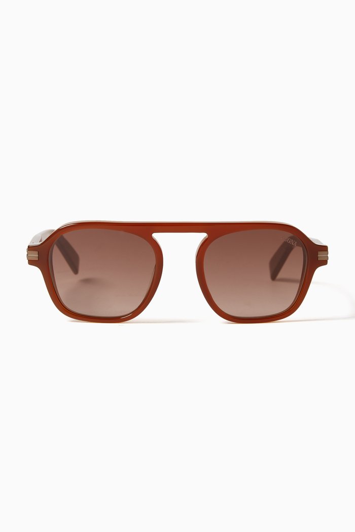 Aurora II Pilot Sunglasses in Acetate, Brown
