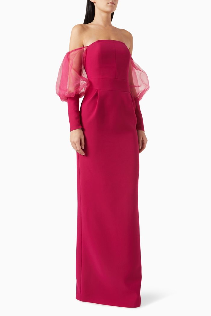 

Off-shoulder Gown in Crepe, Pink