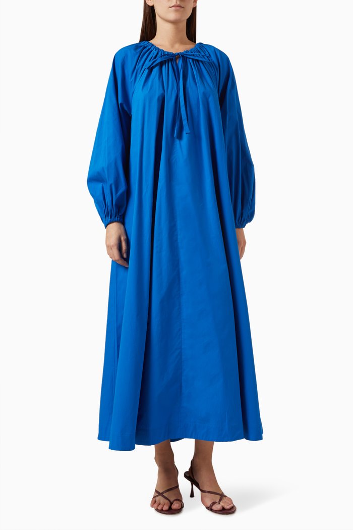 

Salma Maxi Dress in Cotton-poplin, Blue