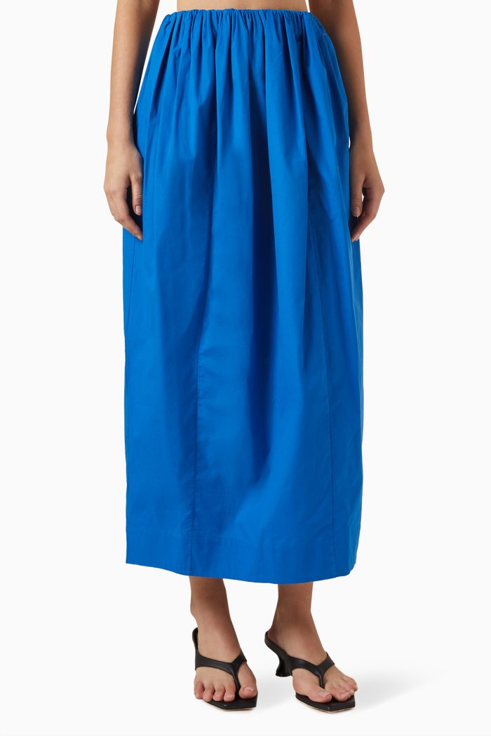 Billie Midi Skirt in Cotton-poplin, Blue