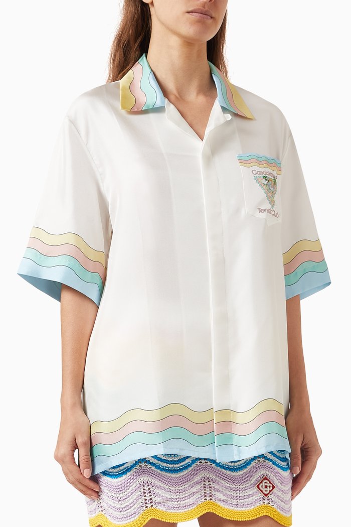 

Cuban Oversized Shirt in Silk, White