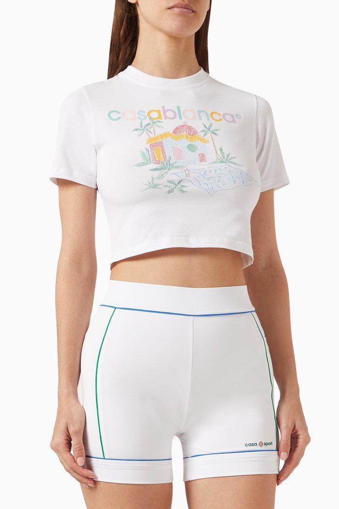 

Maison Memphis Logo-print Crop T-shirt in Cotton, White