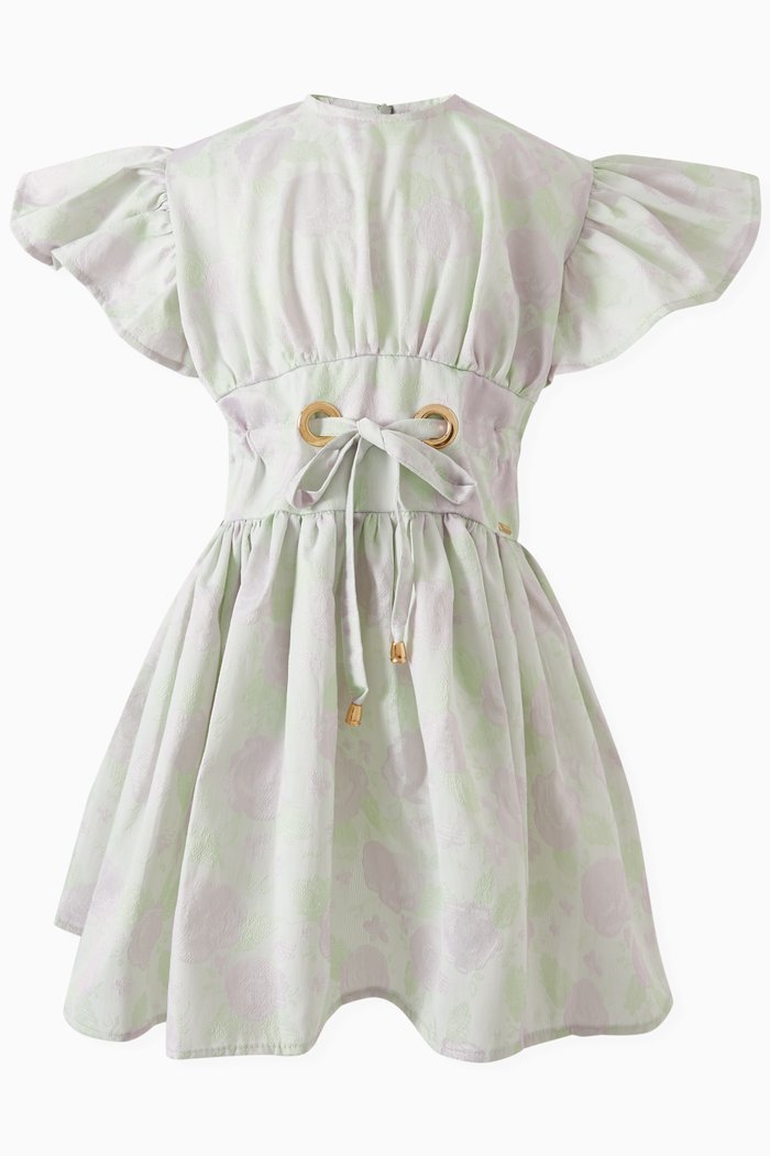 

Drawstring Ruffle Dress, Green
