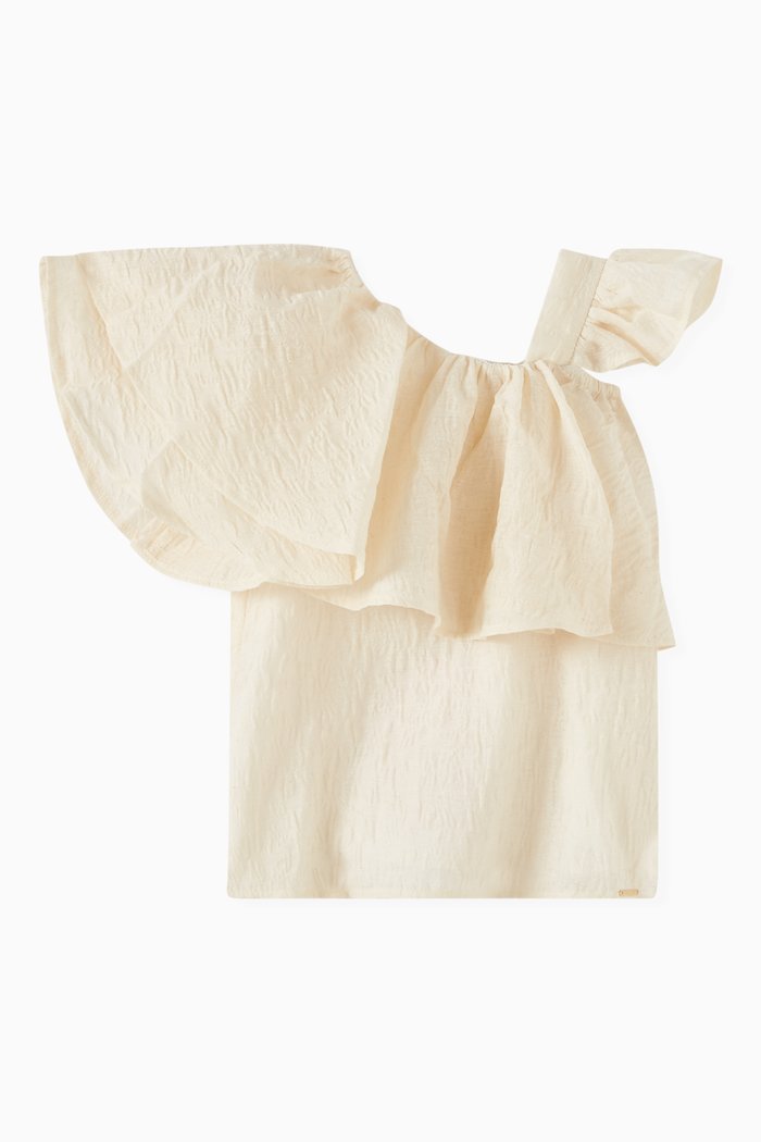 

Asymmetrical Ruffle Top, Neutral