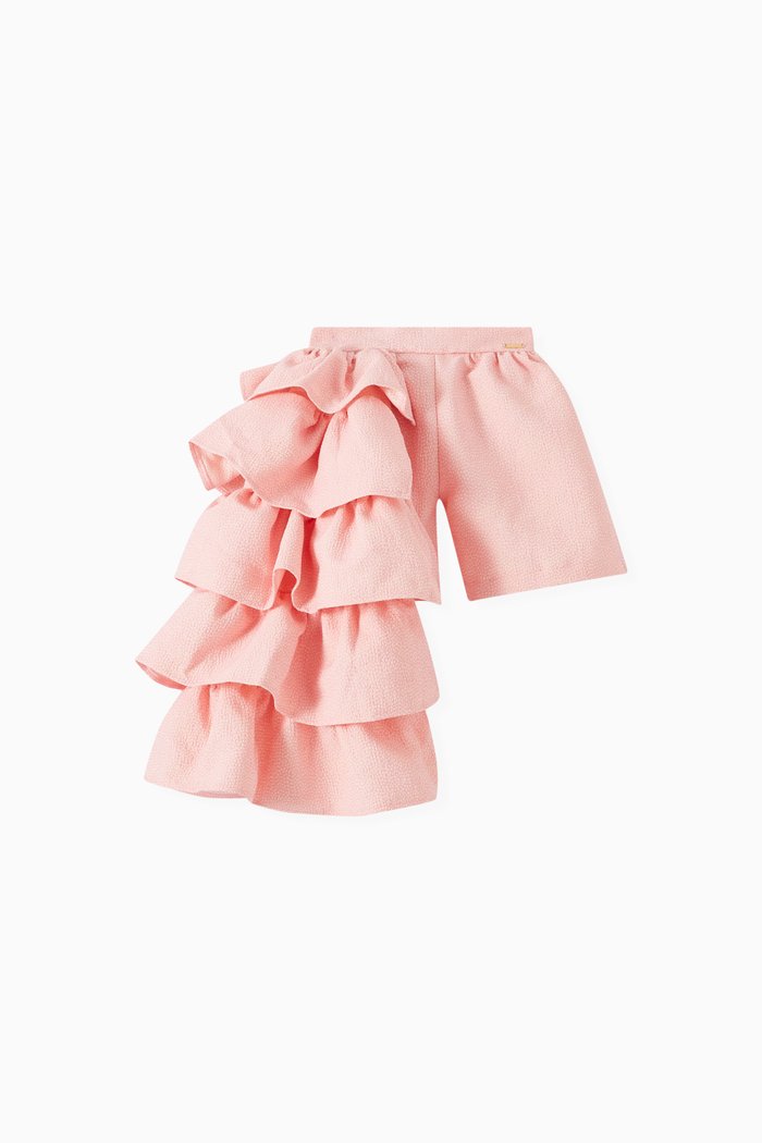 Asymmetrical Ruffle Shorts, Pink