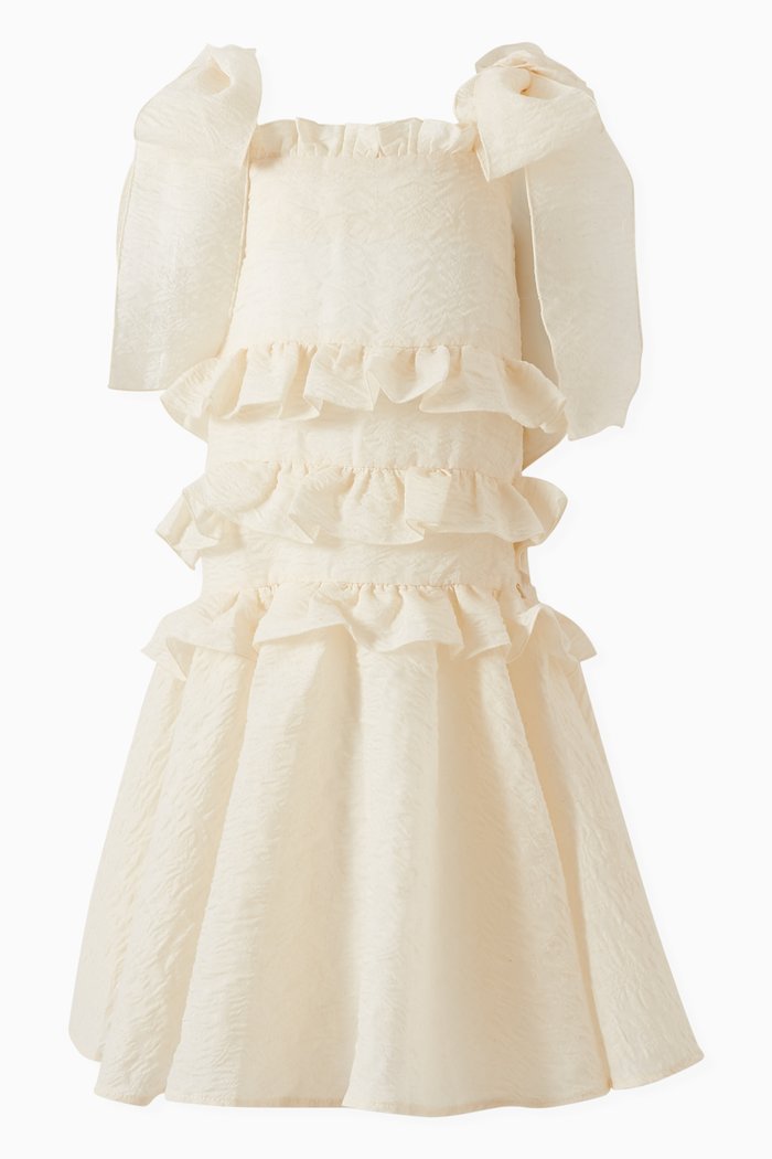 

Ruffle Tiered Dress in Cotton-blend, Neutral