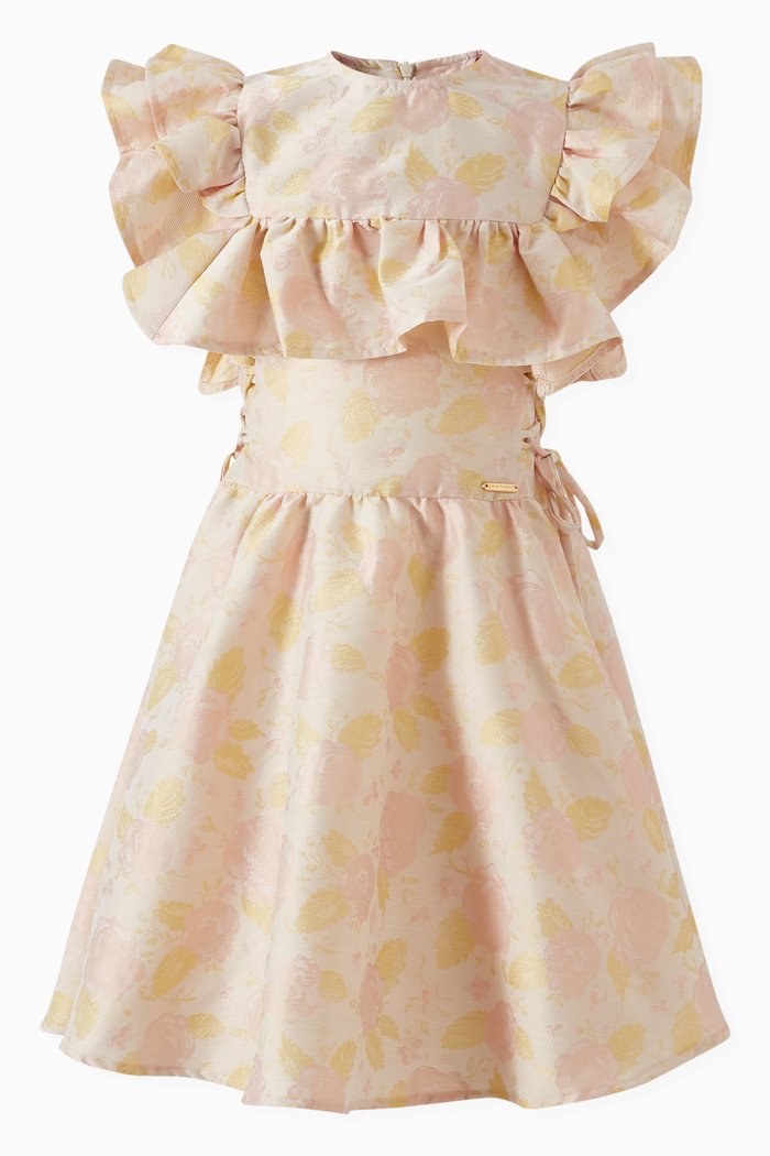 

Tie-up Flared Dress, Pink