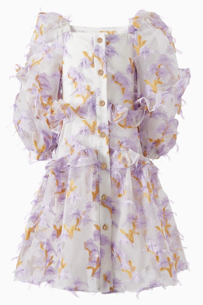 

Button-up Ruffle Dress, Purple